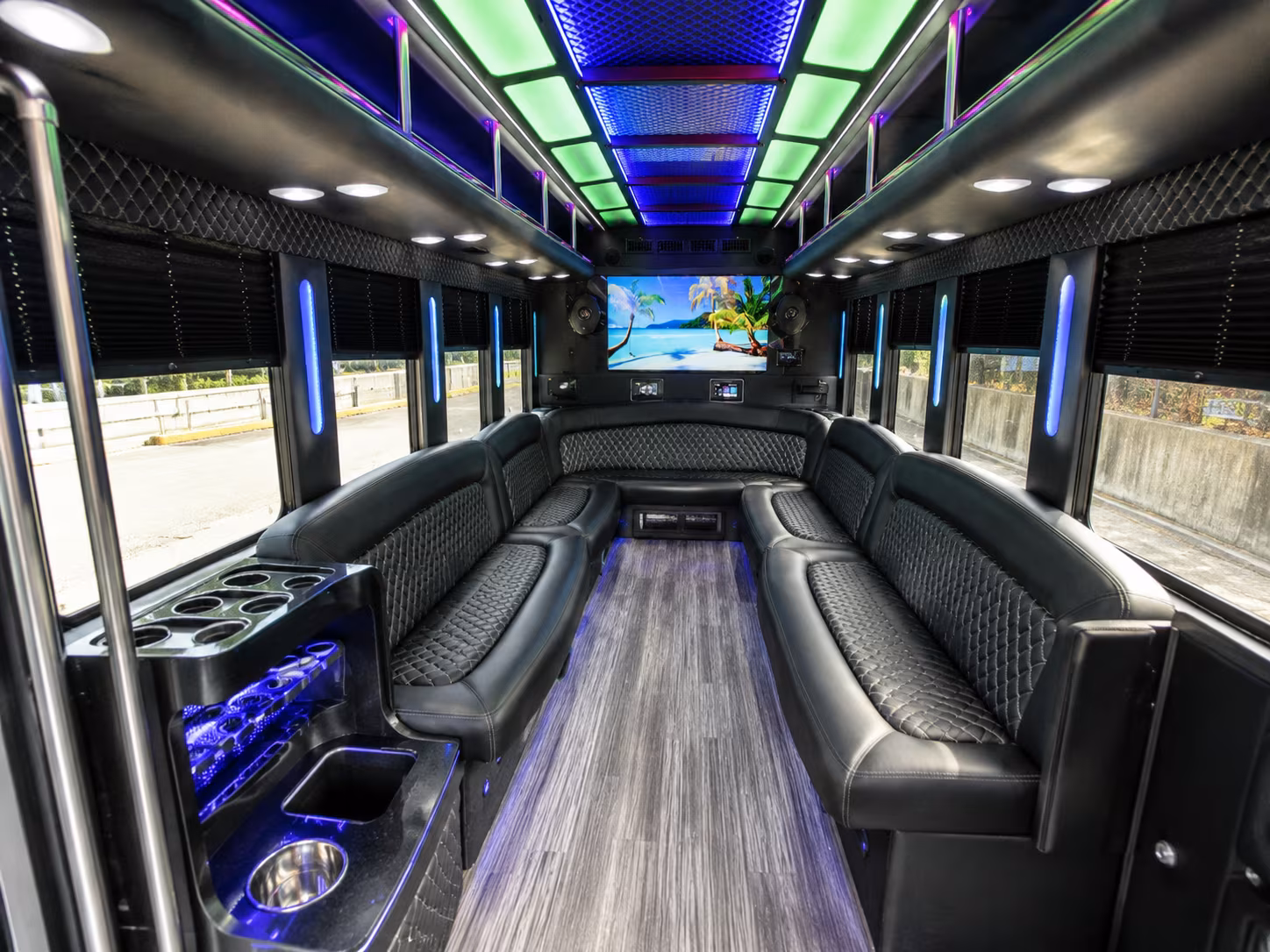 tulsa 18 passenger party bus inside